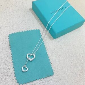 Tiffany & Co. Double Heart Pendant Necklace - Silver